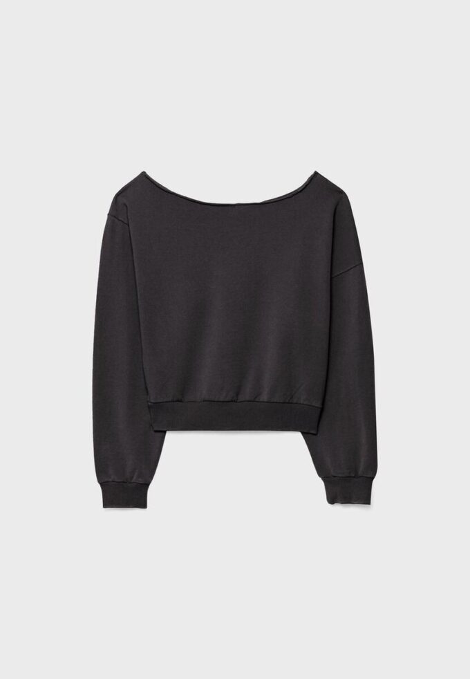 Kort sweatshirt med vasket effekt