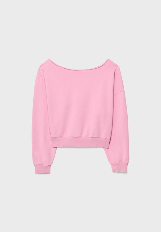 Kort sweatshirt med vasket effekt