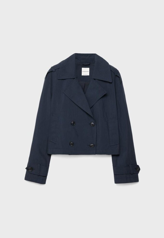 Kort trenchcoat med dobbel knappestolpe