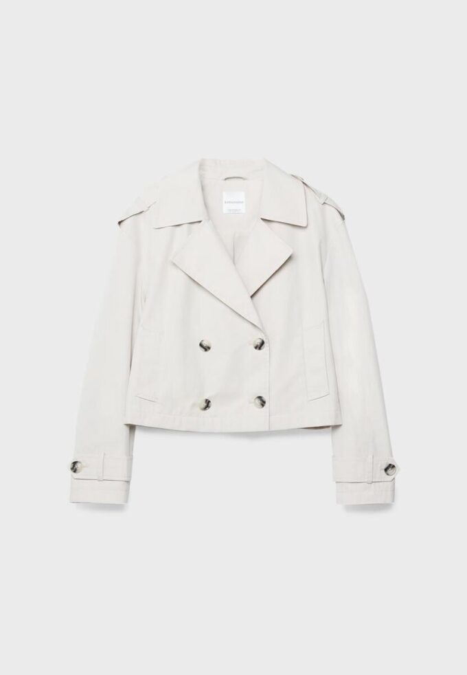 Kort trenchcoat med dobbel knappestolpe