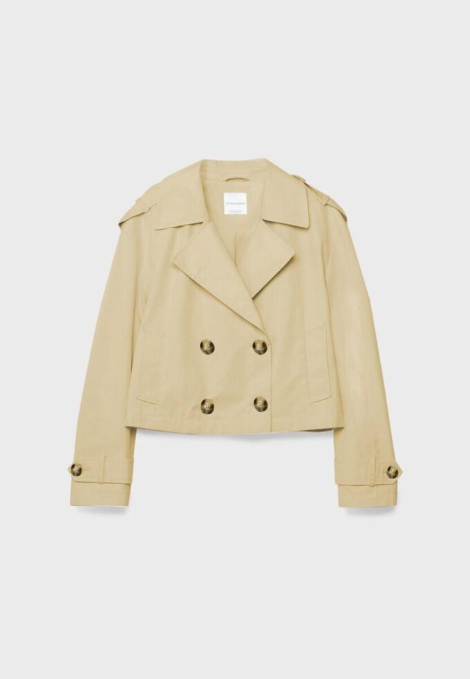 Kort trenchcoat med dobbel knappestolpe