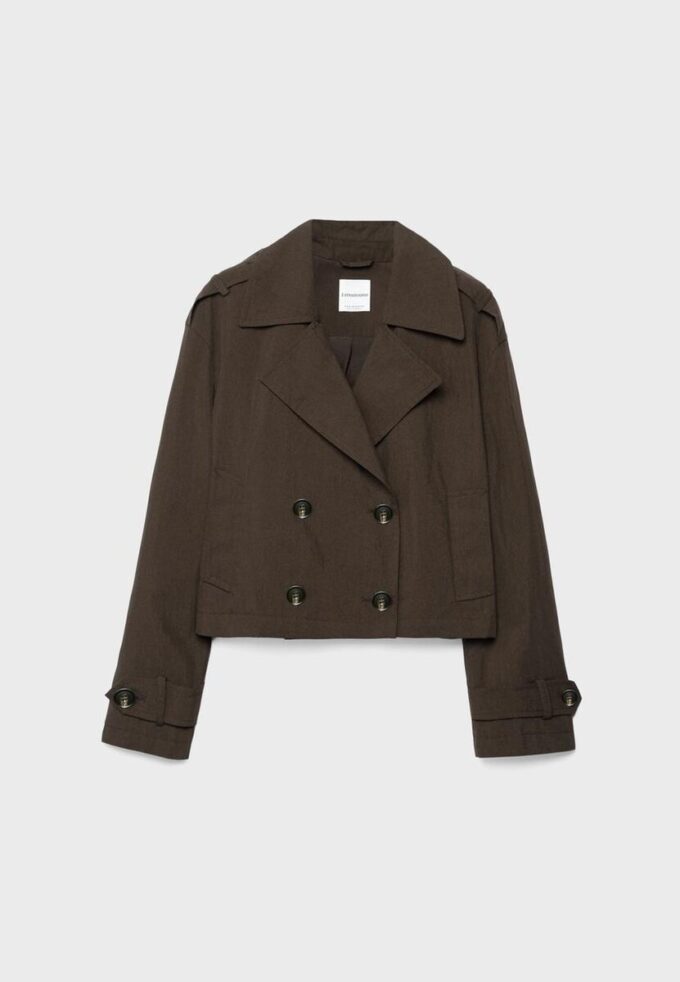 Kort trenchcoat med dobbel knappestolpe