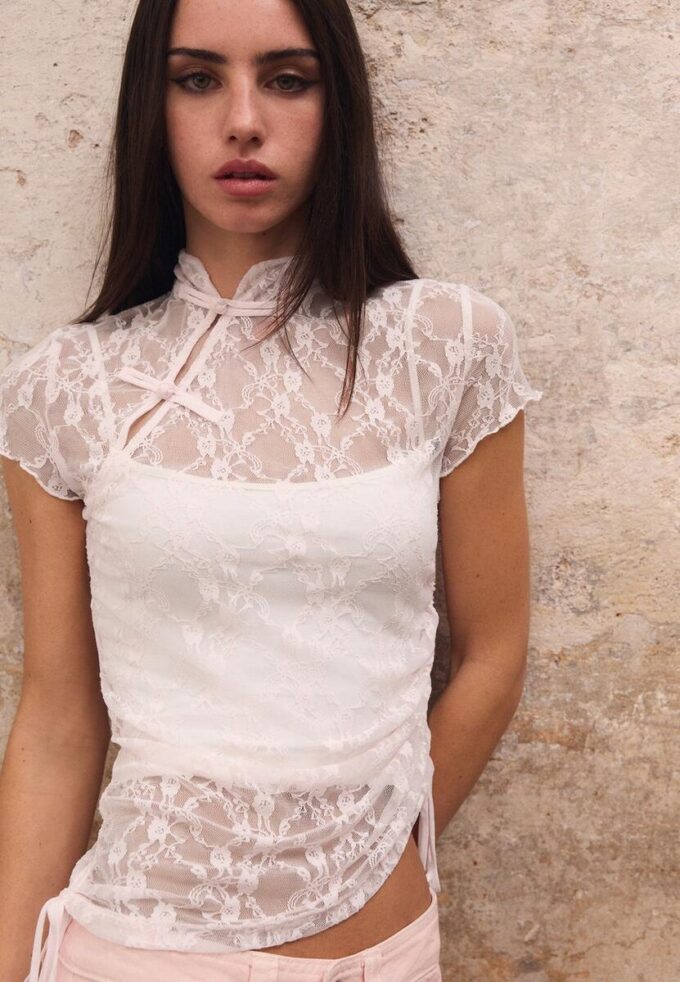 Kortærmet T-skjorte i Qipao-stil