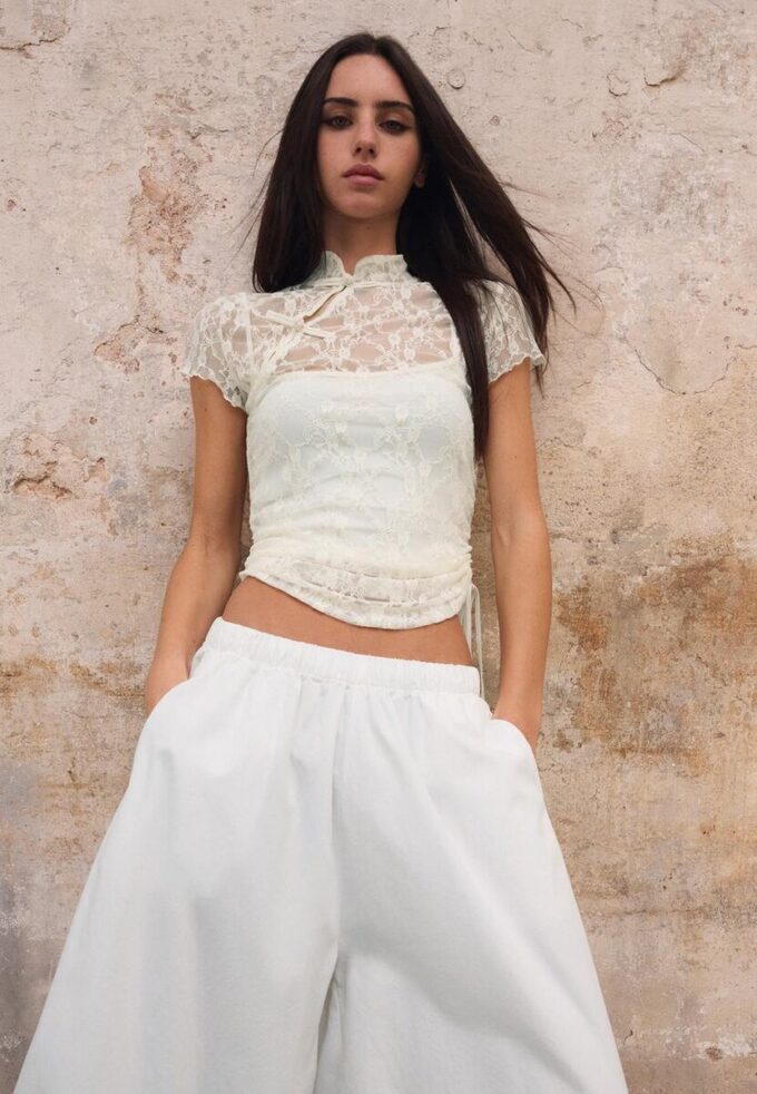 Kortærmet T-skjorte i Qipao-stil