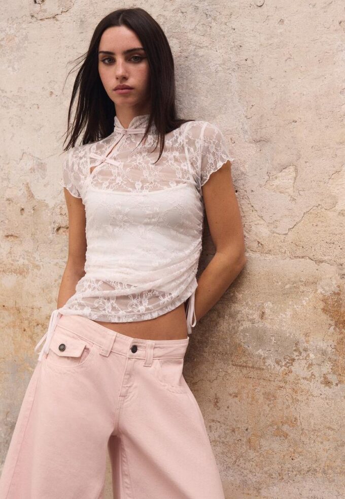 Kortærmet T-skjorte i Qipao-stil