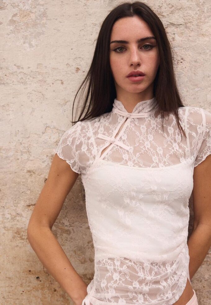 Kortærmet T-skjorte i Qipao-stil