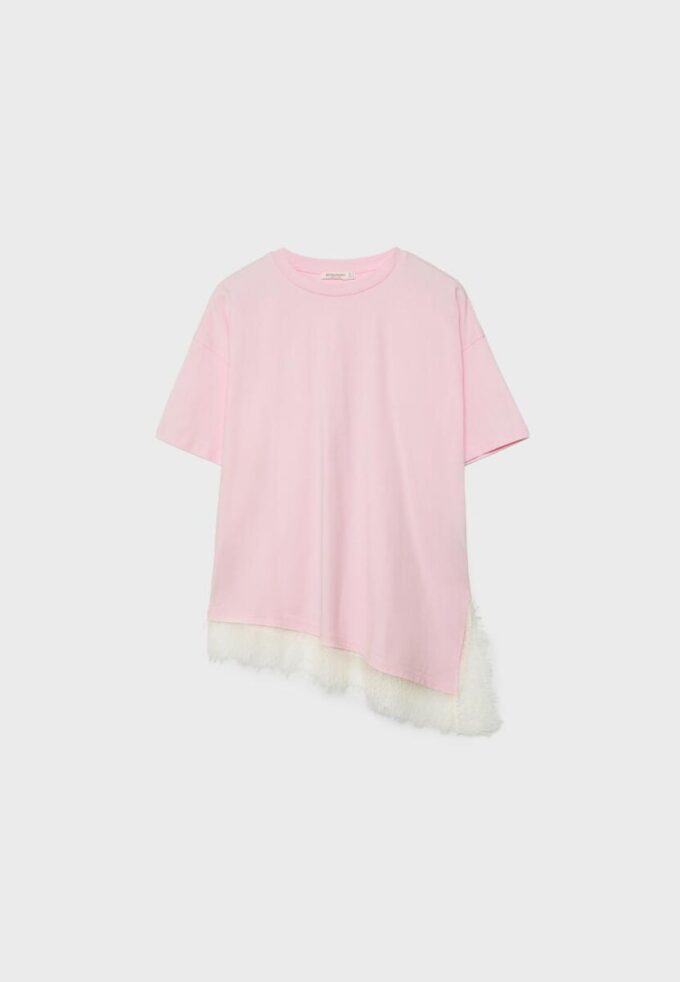 Kortærmet T-skjorte med blonderkant
