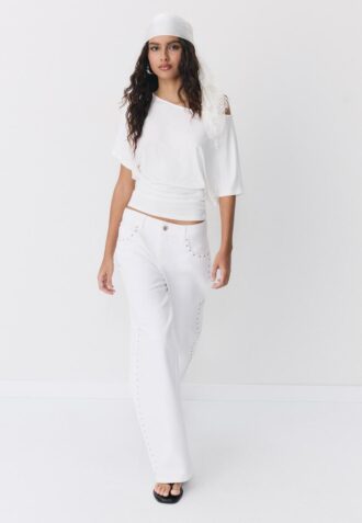 Kortærmet T-skjorte med båthals