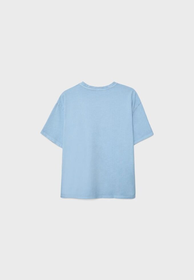 Kortærmet T-skjorte med grafikk og applikasjon