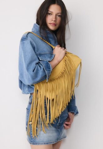 Lang skulderveske med frynser