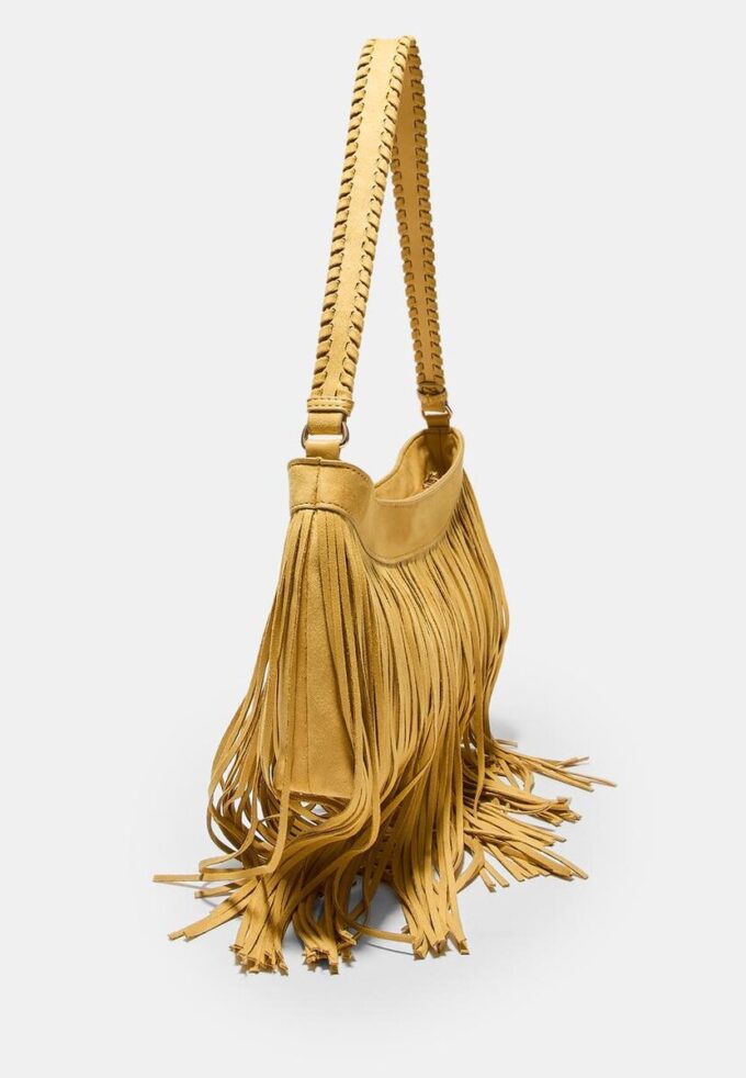 Lang skulderveske med frynser