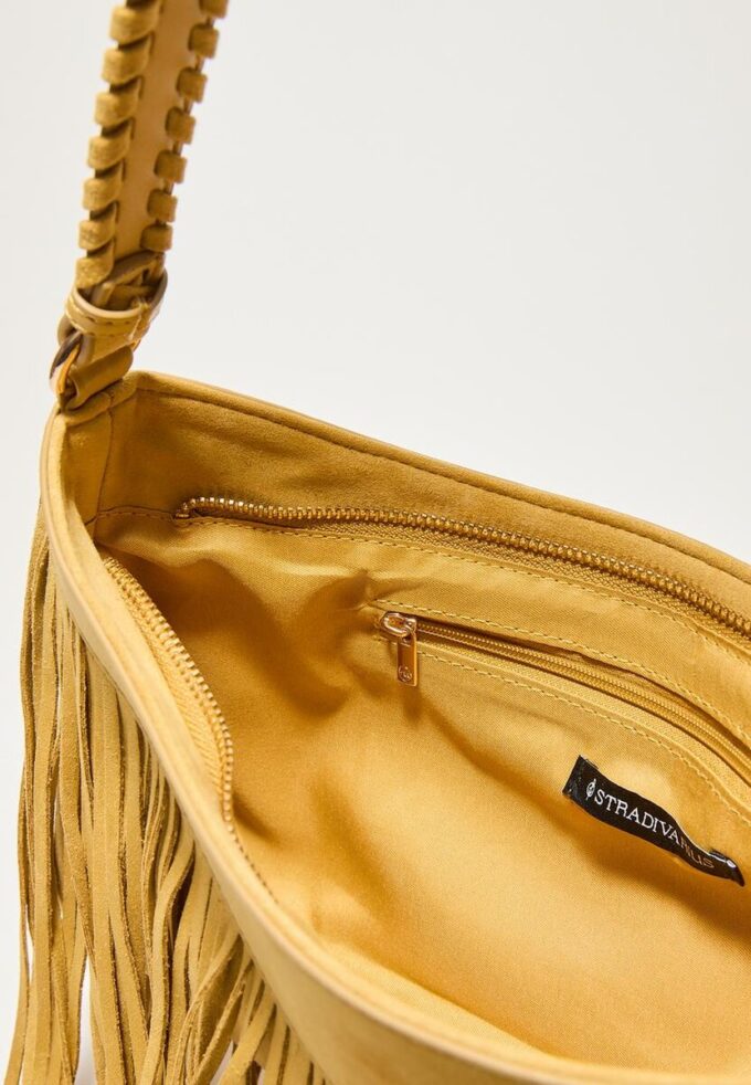 Lang skulderveske med frynser