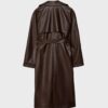 Lang trenchcoat i imitert skinn