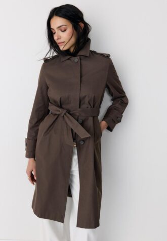 Lang trenchcoat med enkel knappestolpe
