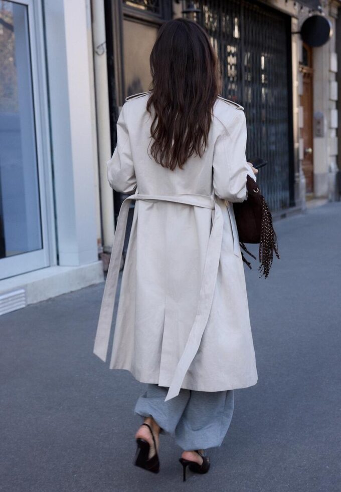 Lang trenchcoat med enkel knappestolpe