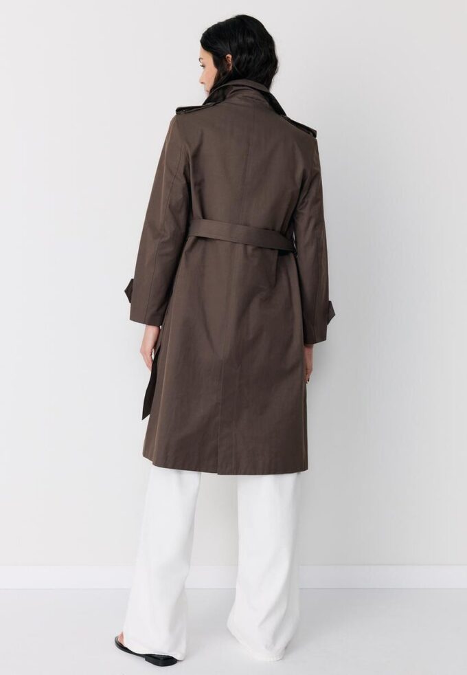 Lang trenchcoat med enkel knappestolpe