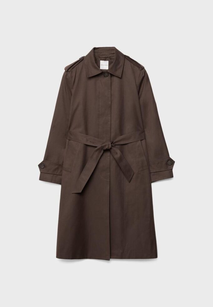 Lang trenchcoat med enkel knappestolpe