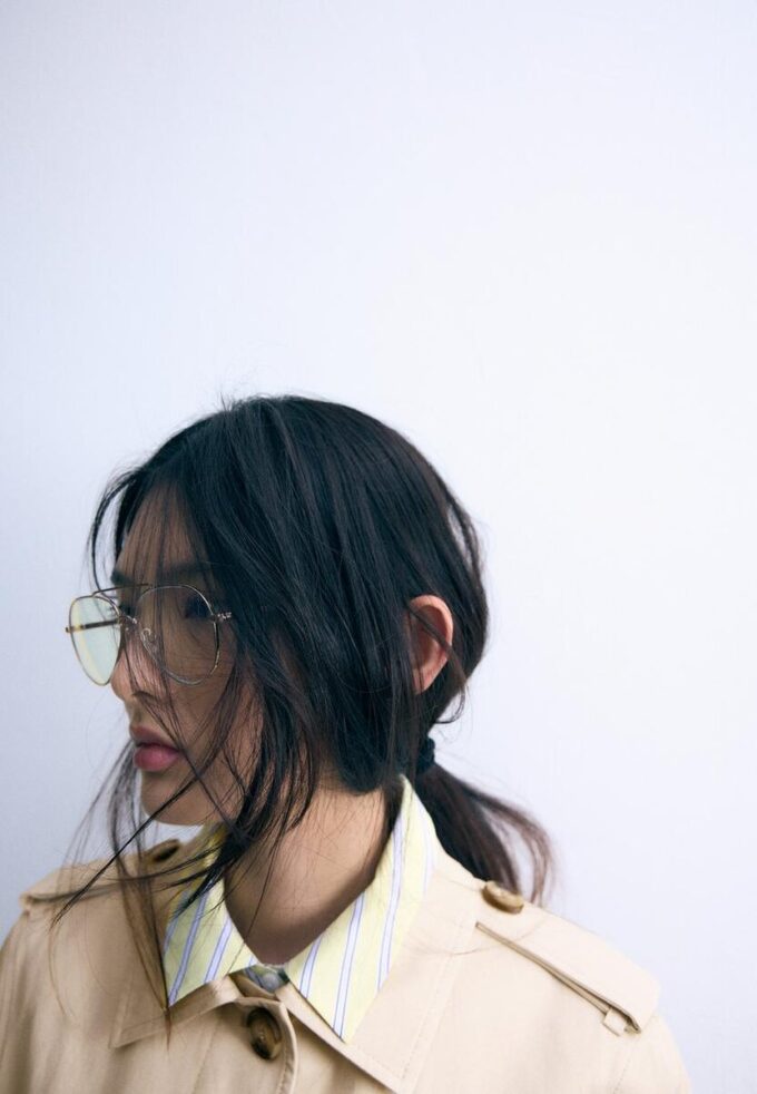 Lang trenchcoat med enkel knappestolpe