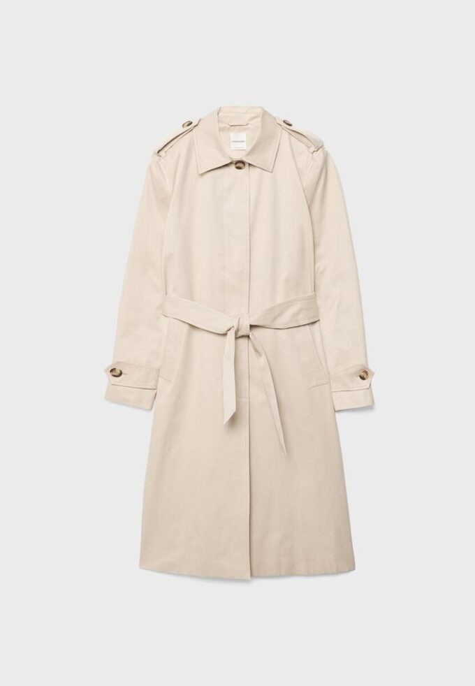 Lang trenchcoat med enkel knappestolpe