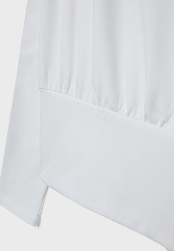 Langermet T-skjorte med båthals og kummerbund i nederkant