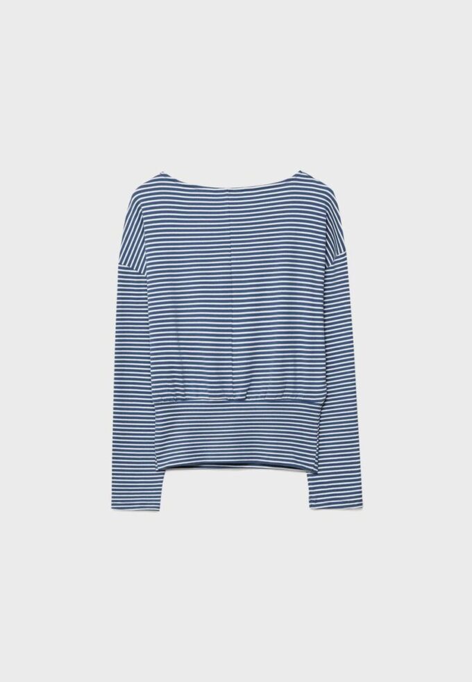 Langermet T-skjorte med båthals og stripete bånd