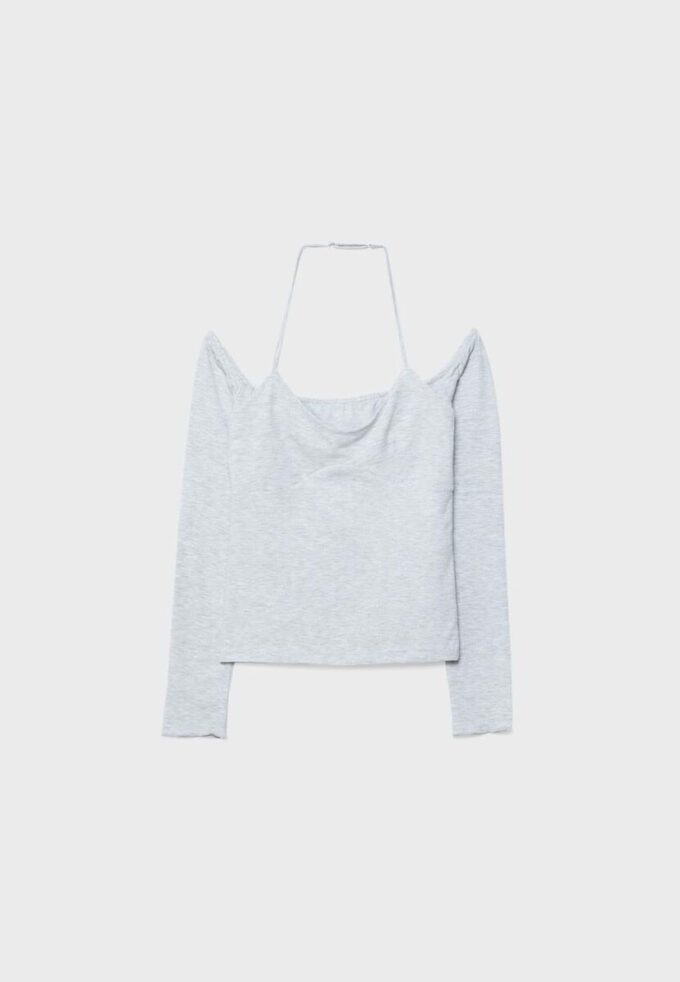 Langermet T-skjorte med halterneck