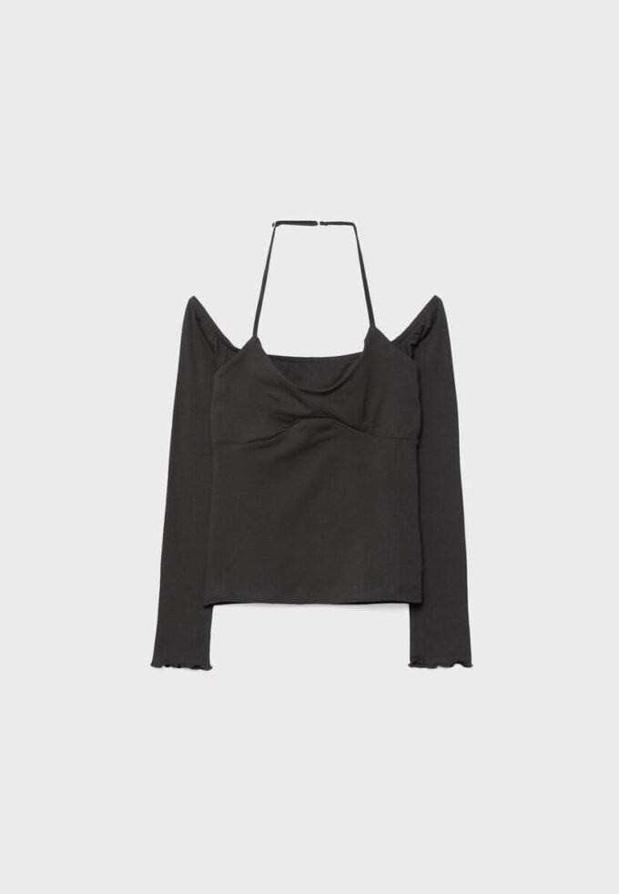 Langermet T-skjorte med halterneck