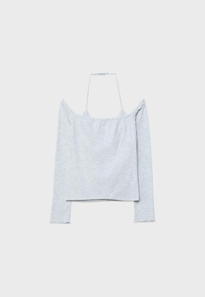 Langermet T-skjorte med halterneck