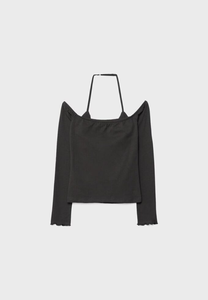 Langermet T-skjorte med halterneck