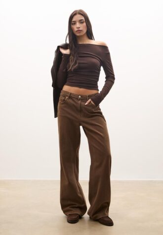 Langermet T-skjorte med rynk