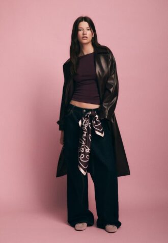 Langermet T-skjorte med rynk