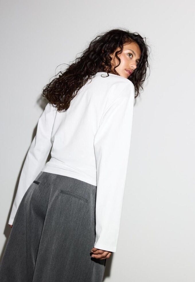 Langermet T-skjorte med rynk