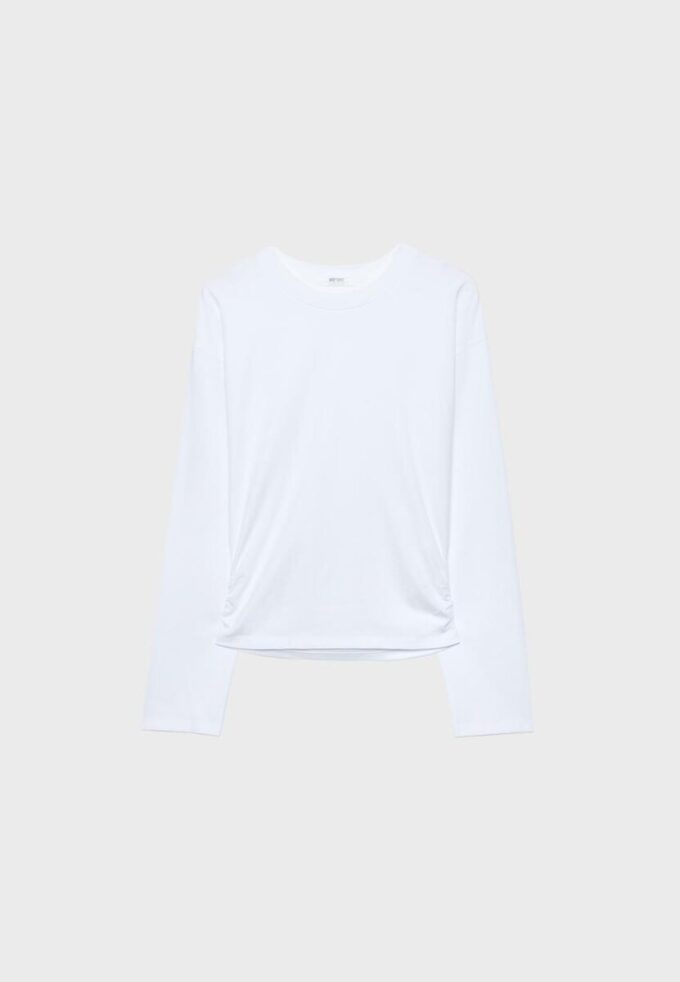 Langermet T-skjorte med rynk