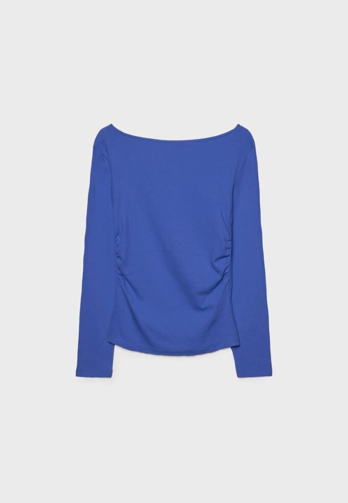 Langermet T-skjorte med rynk