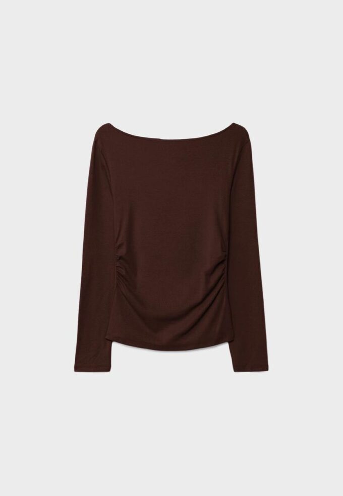 Langermet T-skjorte med rynk