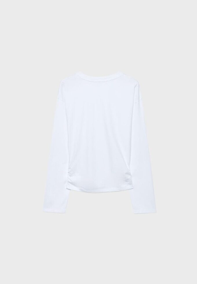 Langermet T-skjorte med rynk