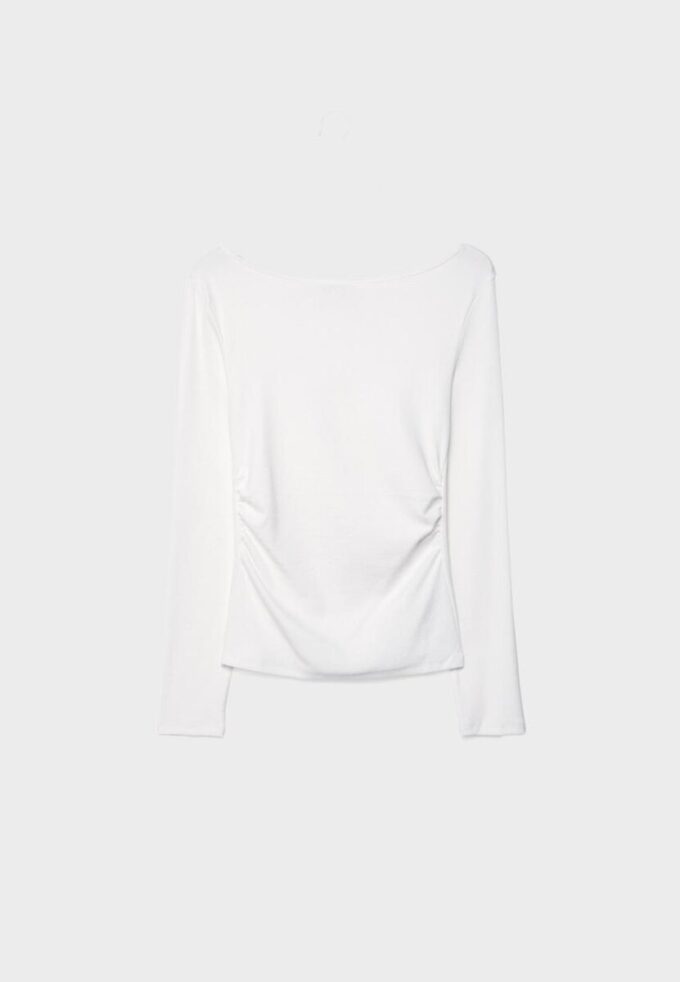 Langermet T-skjorte med rynk