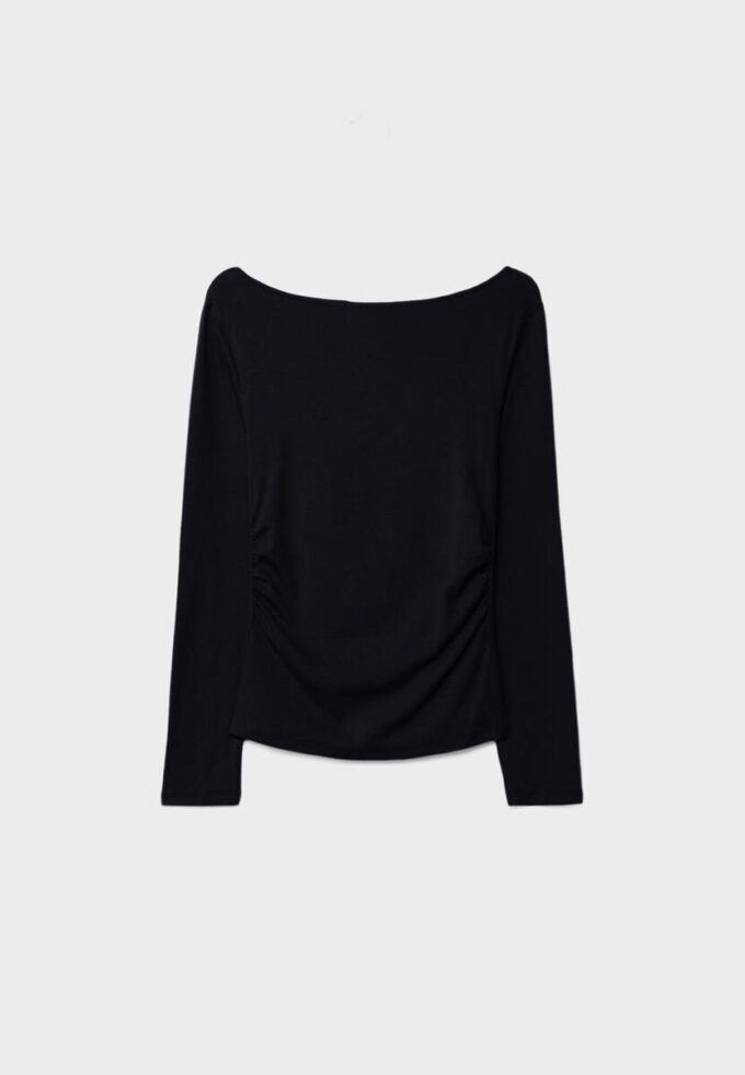 Langermet T-skjorte med rynk