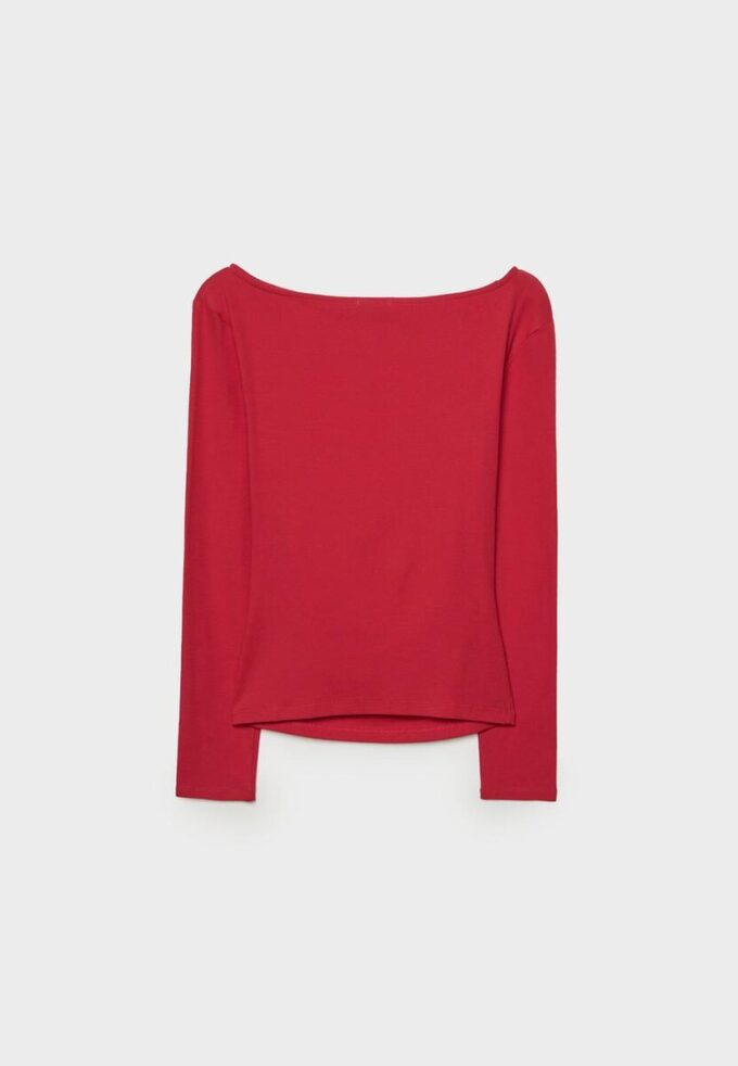 Langermet T-skjorte med rynk