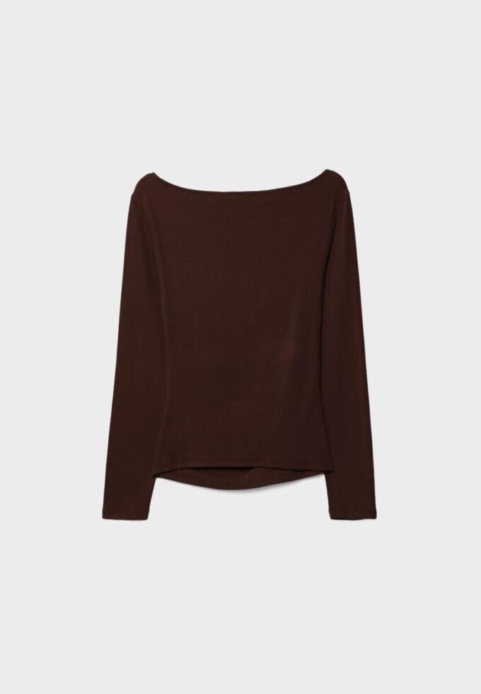 Langermet T-skjorte med rynk