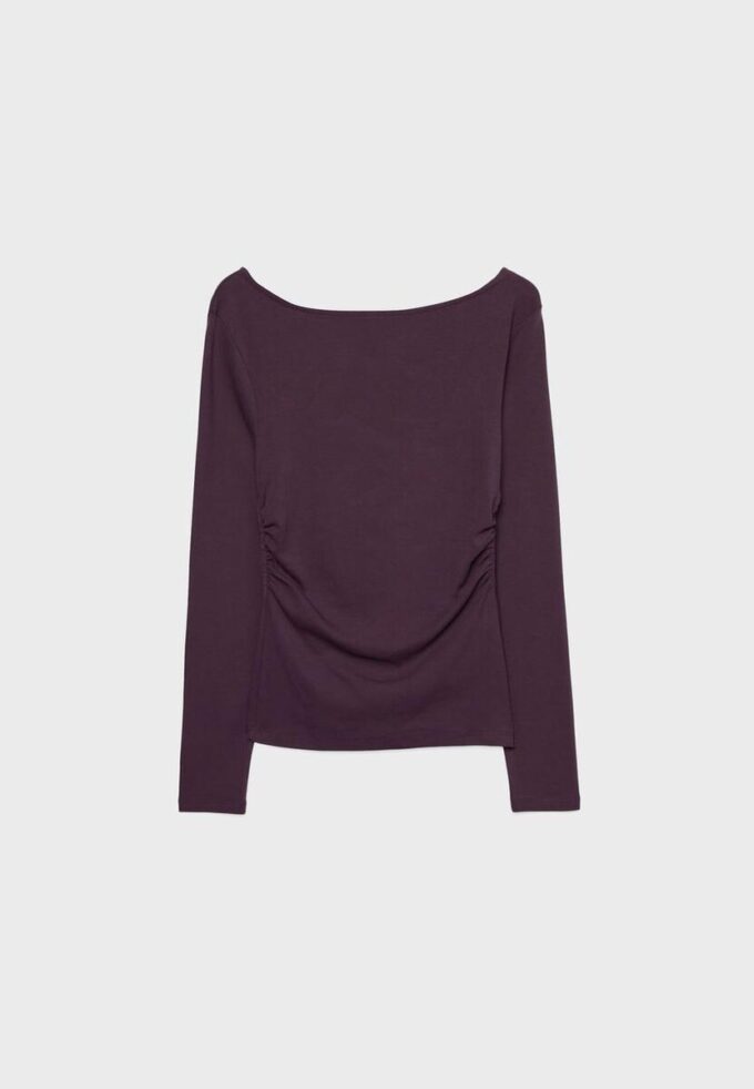 Langermet T-skjorte med rynk