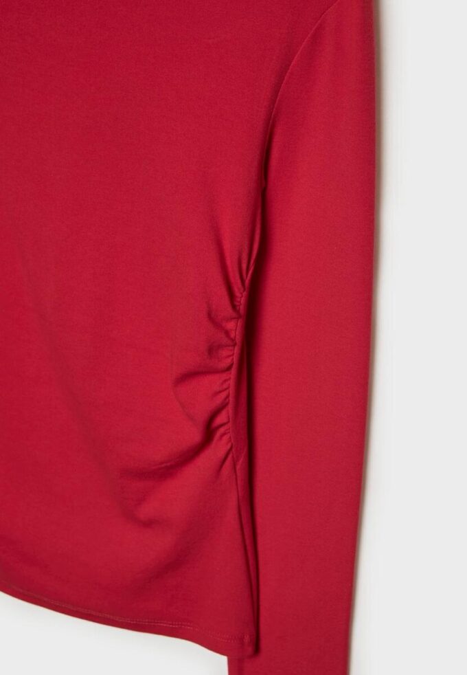 Langermet T-skjorte med rynk