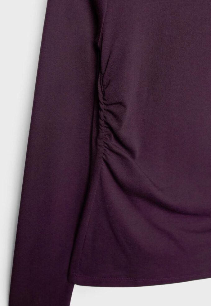 Langermet T-skjorte med rynk