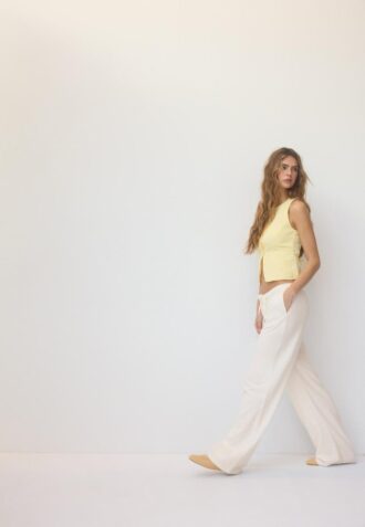 Løse bukser med lin-effekt