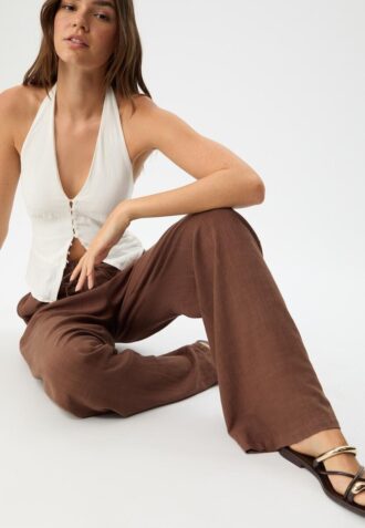 Løse bukser med lin-effekt