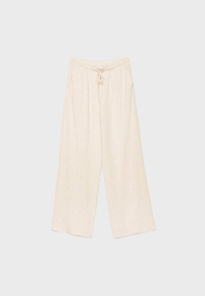 Løse bukser med lin-effekt