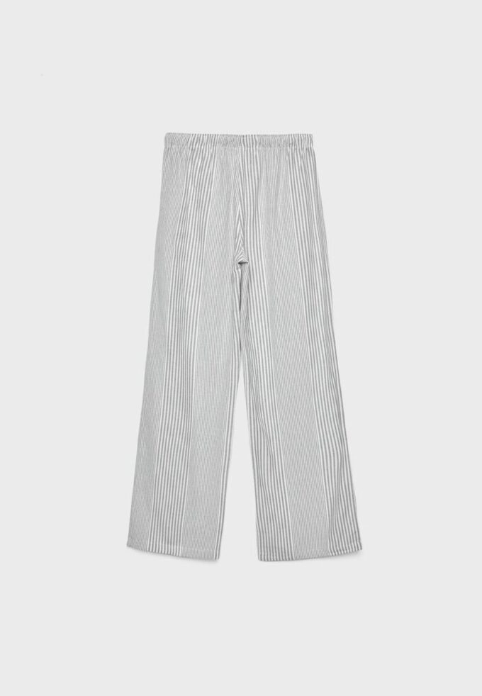 Løst sittende bukser i stripet linblanding