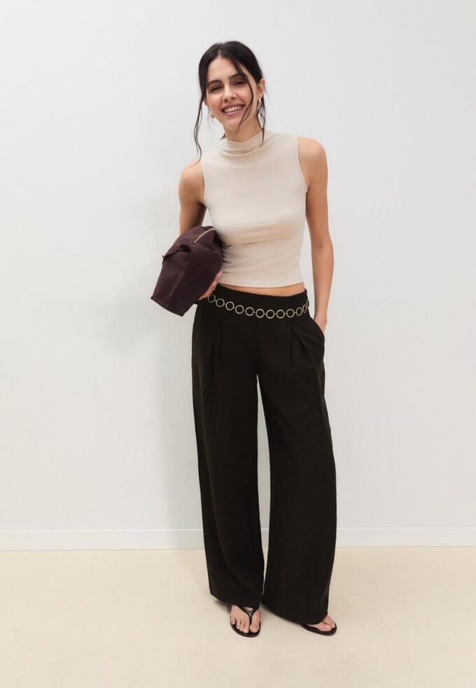 Lyocell-bukser med innsnitt og kjede