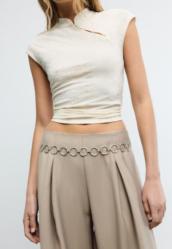 Lyocell-bukser med innsnitt og kjede