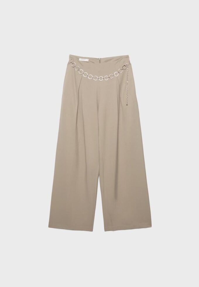 Lyocell-bukser med innsnitt og kjede